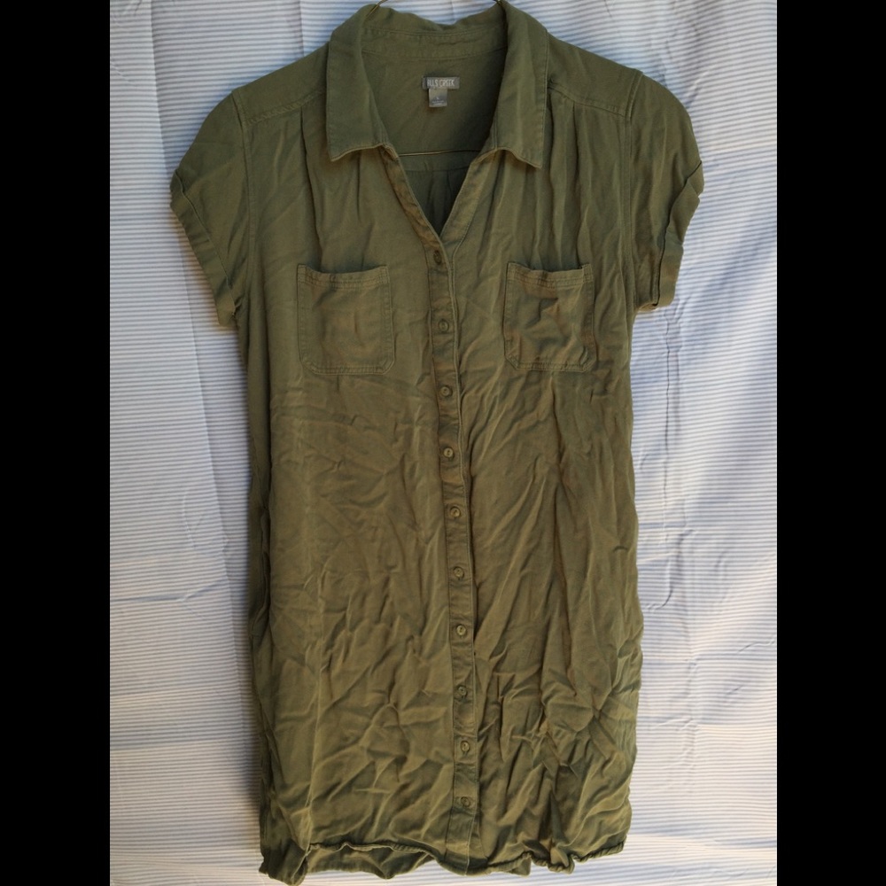 dark green button down dress